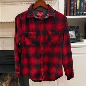 Coleman Red & Black Buffalo Plaid Flannel Shirt - Men's Large - 100% Cotton